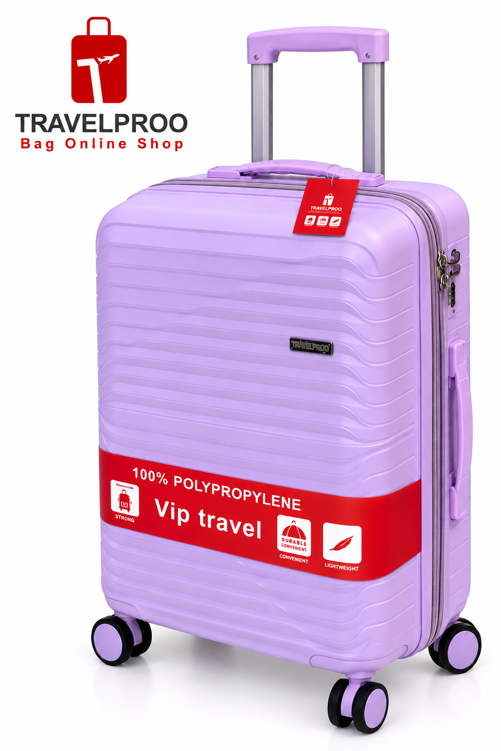 چمدان نشکن متوسط فول آپشن برند Vip travel رنگ یاسی کد ۸۰۰